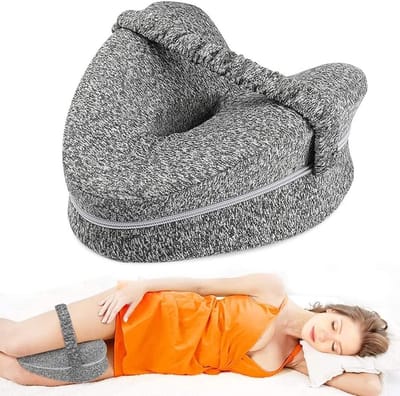 Dailygoods- Kniekussen Orthopedisch - Been-/Kniekussen - Ergonomisch Zijslaapkussen - Memory Foam - Ondersteunt Rug/Benen - Afneembaar met Riem - Beensteun