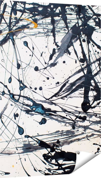 Gards Tuinposter Abstracte Kunst van Zwarte Verf - 80x120 cm - Tuindoek - Tuindecoratie - Wanddecoratie buiten - Tuinschilderij