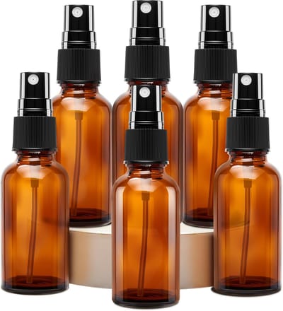 30 ml spuitfles bruin glas set van 6 navulbare kleine glazen spuitflessen bruin glas verstuiver met pipet trechter etiketten voor etherische olie, parfum, cosmetica, aromatherapie reizen