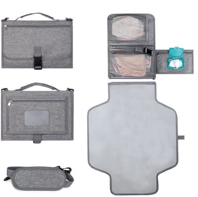 Luiertas rugzak-luiertas-luier organizer-draagbare babyverschoonmat, slimme, georganiseerde luiertas met doekjesdispenser en afvalzakhouder. Babycadeau - grijs- 29x20x20cm