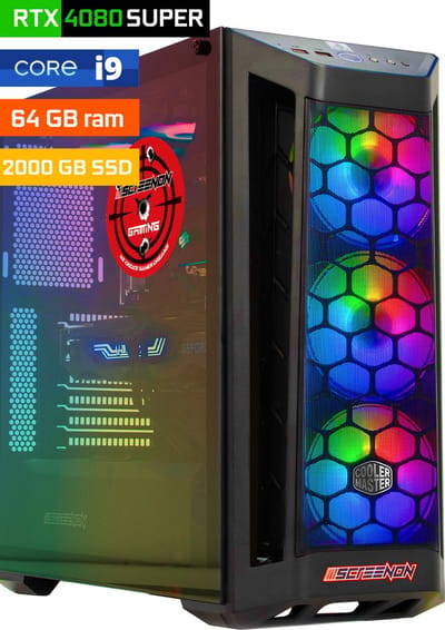 ScreenON - Game Computer / Gaming PC - Intel Core i9 - 2TB M.2 SSD - 64GB RAM - RTX 4080 Super - Windows 11