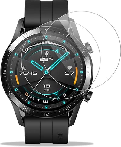 Screenprotector voor Huawei Watch GT2 (46mm) - 2 stuks Beschermglas Smartwatch van glas Transparante glazen schermbeschermfolie