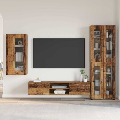 vidaXL - Tv-meubelset - FLORIN - 3 - st - Oudhout - Bewerkt - hout