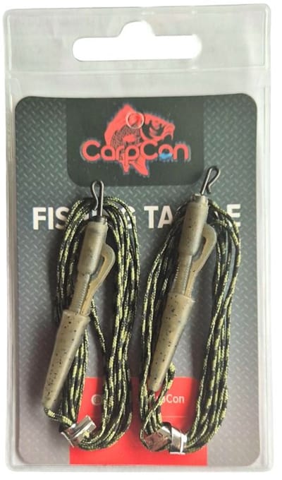 CC Hybrid Lead Clip Leaders 'Camo Green' - 45lb - 100cm - 2 stuks - Leadcore Leaders met loodclip voor Karper Onderlijn