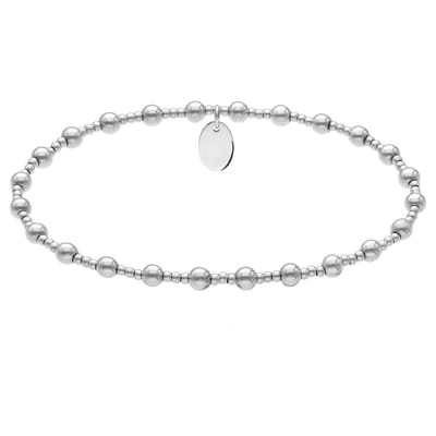 Lucardi - Dames Stalen kralenarmband voor dames - Armband - Staal - Zilverkleurig - 16 cm