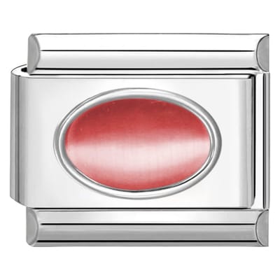 Quiges - Schakel - Bedel - 9mm - charms - cateye roze - Geschikt voor - armband - Schakelarmband - italy bedels armband