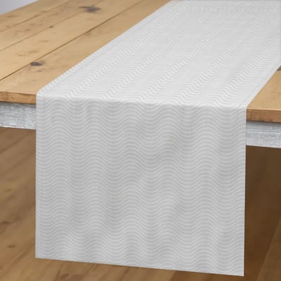 ABAKUHAUS tafelloper – neutraal golfpatroon, 40×225 cm, pale taupe parel