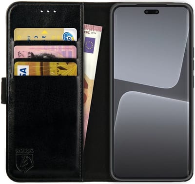 Rosso Element Book Case Wallet Hoesje Geschikt voor Xiaomi 13 Lite | Portemonnee | 3 Pasjes | Magneetsluiting | Stand Functie | Zwart