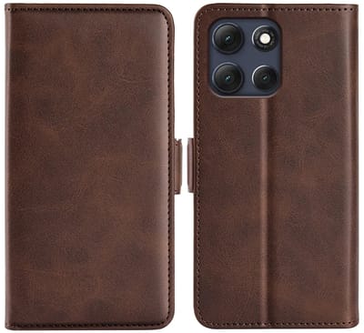 MobyDefend Hoesje - Geschikt voor Motorola Moto G86 Power - Luxe Wallet Book Case (Sluiting Zijkant) - Bruin