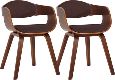 CLP Kingston Set van 2 eetkamerstoelen - Met armleuning - Stof - walnoot/bruin walnoot
