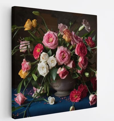 Saammp Canvas Schilderij - Bloemen Stilleven - Natuur - Romantisch - 20x20 - Foto op canvas - Wanddecoratie - Muurdecoratie Woonkamer - Kantoor Decoratie