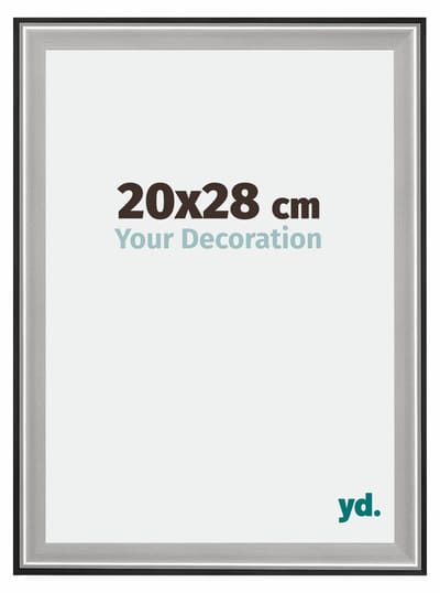 Your Decoration - Fotolijst 20x28 cm - Hout - Zwart Zilver Gepolijst - Birmingham