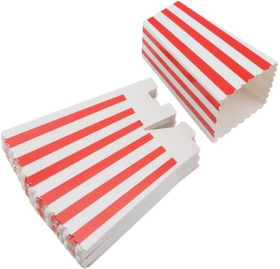 Dailygoody - Popcorndozen - Wegwerp snackdozen - Klassiek design - Rood en wit - Perfect voor filmavonden en feesten - 100 stuks