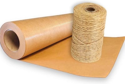 cadeaupapier 30 cm - 50 m bruin, ideaal voor knutselen, + 200 m jutekoord 1 mm, jutetouw bruin voor geschenkverpakkingen, tuinieren, decoratie en handwerk