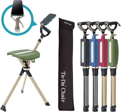 Opvouwbare Wandelstok met Zitting en Stoel - Lichtgewicht Trekkingstok in Aluminium