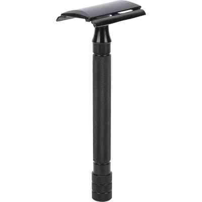 Rasoir de Sûreté Double Lame Taille de Barbe Poils du Corps Portable Rasoir à Manche Long avec 5 Lames black
