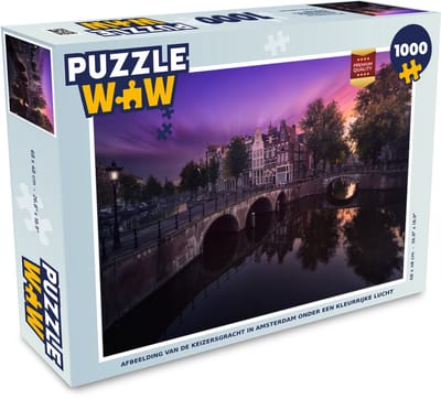 Puzzel Afbeelding van de Keizersgracht in Amsterdam onder een kleurrijke lucht - Legpuzzel - Puzzel 1000 stukjes volwassenen