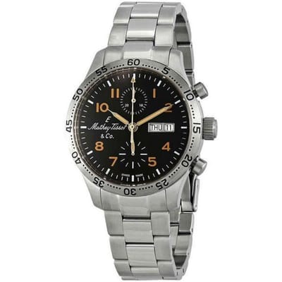 Mathey-Tissot Type 21 Chronograaf Roestvrij Staal Zwarte Wijzerplaat Automatisch H1821CHATNO Herenhorloge zwart