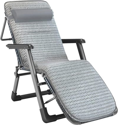 Klapstoel - Ligstoel Tuinstoel - Buiten Ontspannen - 2-Snelheden Verstelbaar - 178x66cm - Grijs