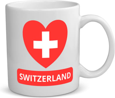 Akyol - switzerland vlag hartje koffiemok - theemok - Zwitserland - reizigers - toerist - verjaardagscadeau - souvenir - vakantie - 350 ML inhoud