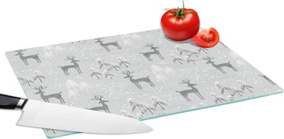 Glazen Snijplank - 39x28 - Patronen - Hert - Winter - Snijplanken Glas