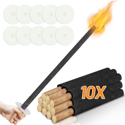 10 Stuks Wasfakkels 42 cm Ø3 cm – Tuinfakkels en Fakkels voor Buiten met Handbescherming en Druipbescherming – Voor Optocht, Avondwandeling en Sint Maarten