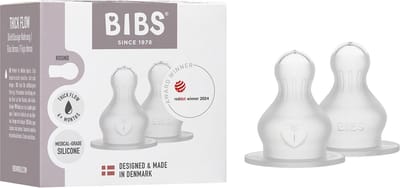 BIBS Flessenspeen - Siliconen - 6+ mnd - Dikke voeding - 2-pack