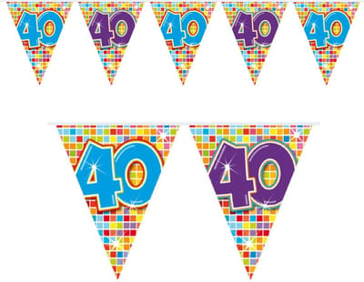 Folat verjaardag Vlaggenlijn/Slinger - 40 jaar - 3 m - verjaardag - leeftijd mini vlaggen