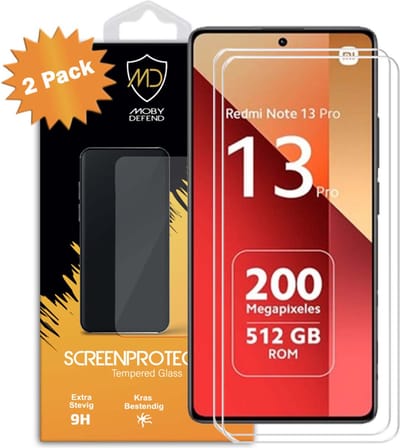 2-Pack MobyDefend Screenprotectors - Geschikt voor Xiaomi Redmi Note 13 Pro 4G - Case-Friendly Screensavers - Gehard Glas