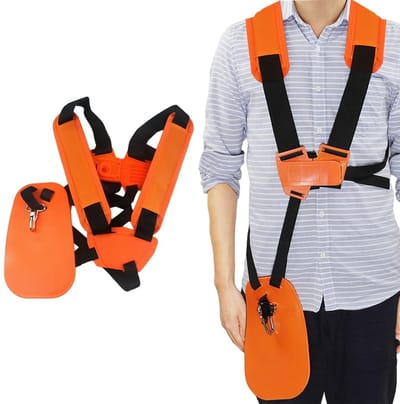 Allecto - Grasmaaierriem - Dubbele schouder-nylon riem - Zacht schouderkussen - Oranje - Tuingrasmaaier - Tuingereedschap - Ergonomisch ontwerp