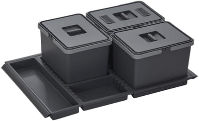 Metropolis PTC28 08050 7F afvalbak 15+15+15L met deksel voor rompbreedte 80 cm