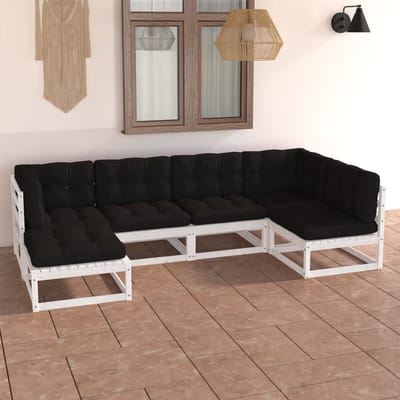 vidaXL - 6-delige - Loungeset - met - kussens - massief - grenenhout