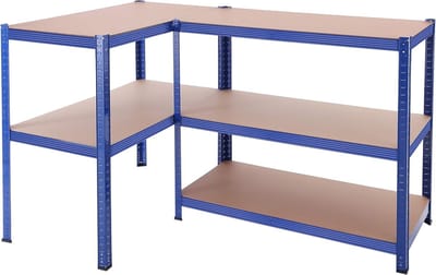 Hoppa! Magazijnstelling - Opbergrek, stellingkast, werkplaatskast, 100x51x201 cm (BxDxH), belastbaar tot 625kg (125kg per plank), 5 verstelbare legplanken, metalen legplank, legplank zonder bouten, zwaar rek, kelderrek voor zwaar gebruik - Blauw