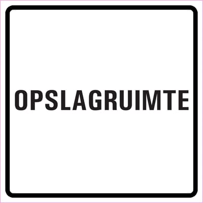Opslagruimte sticker, wit zwart 200 x 200 mm
