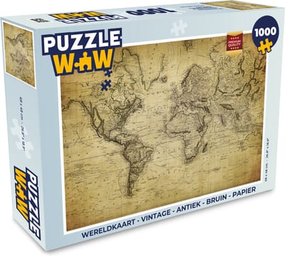 Puzzel Wereldkaart - Vintage - Antiek - Bruin - Papier - Legpuzzel - Puzzel 1000 stukjes volwassenen