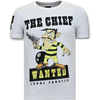 Exclusieve T-Shirt Mannen Print - The Chief Wanted - Wit