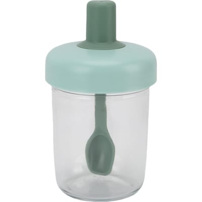 Havermoutcontainer Dubbele Afdichting Siliconen Handvat met Lepel Draagbare Overnight Oat Pot voor Yoghurt Soep groen