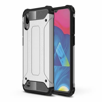 Ntech Hoesje Geschikt Voor Samsung Galaxy M10 Hybrid Armor Hoesje - Zilver