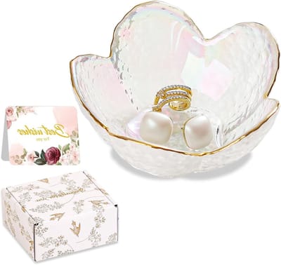 Sierlijke Glazen Ringdish voor Sieraden - Schattige Organizer voor Vanity, Badkamer en Nachtkastje - Perfect voor Valentijnsdag en Decoratie