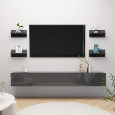 vidaXL - Wandschappen - 4 - st - 40x11,5x18 - cm - hoogglans - grijs
