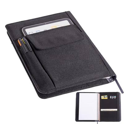 Notebook Cover - Portfolio Organizer - Werk en Journaling - Waterbestendig Nylon - 6x8.8 inch - Zwart