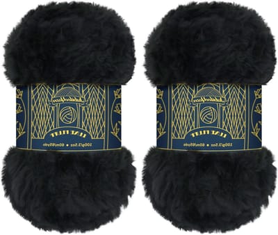 Luxe Fluff Garen - Polyester Garen - Haken Breien - 2 Draden Per Pak - 100g 60m - Zwart