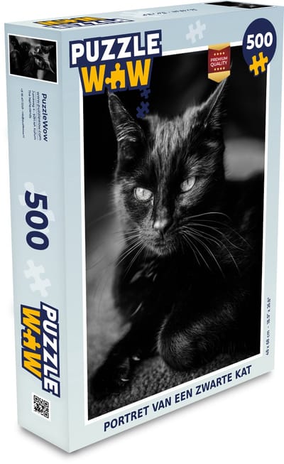 Puzzel Portret van een zwarte kat - Legpuzzel - Puzzel 500 stukjes