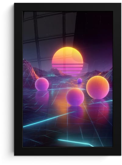 Poster in lijst - Fotolijst 20x30 cm - Posters - Landschap - Bergen - Bollen - Licht - Posterlijst zwart - Decoratie - Wanddecoratie woonkamer - Muurdecoratie slaapkamer
