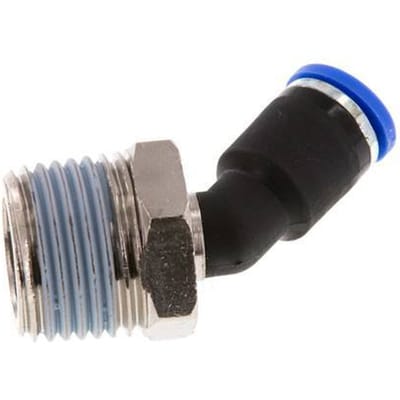 8mm x R1/2'' 45 graden L-verbinding Messing/PA 66 Insteekfitting Buitendraad NBR [2 Stuks]
