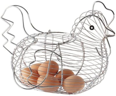 Eiermand Kip - Eierhouder Metaal - Keuken Organiseren - Met Handvat - 30 cm - Zilver