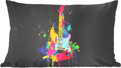 Sierkussens - Kussentjes Woonkamer - 60x40 cm - Gitaar - Kleurrijk - Verf