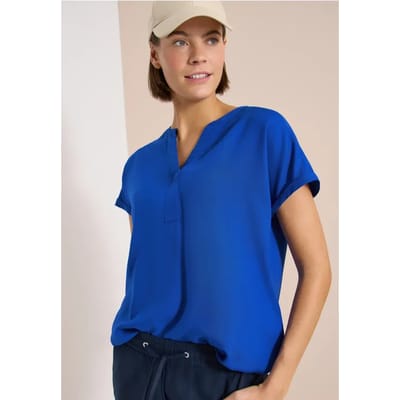 Blouse met korte mouwen en gespleten hals