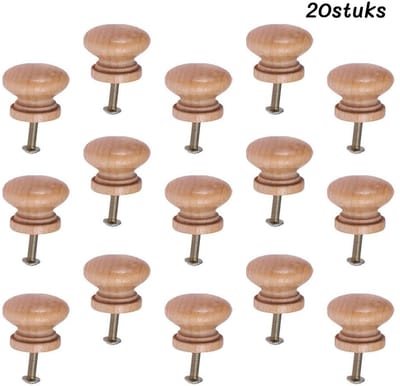 longziming -20x Houten Paddenstoelen Ladeknoppen met Schroeven – Elegante Kast- en Ladeknoppen, 3,5 cm