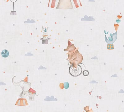 DIEREN IN HET CIRCUS BEHANG | Voor de kleine ontdekkingsreiziger - Kleurrijk - A.S. Création Lilly & Luis
